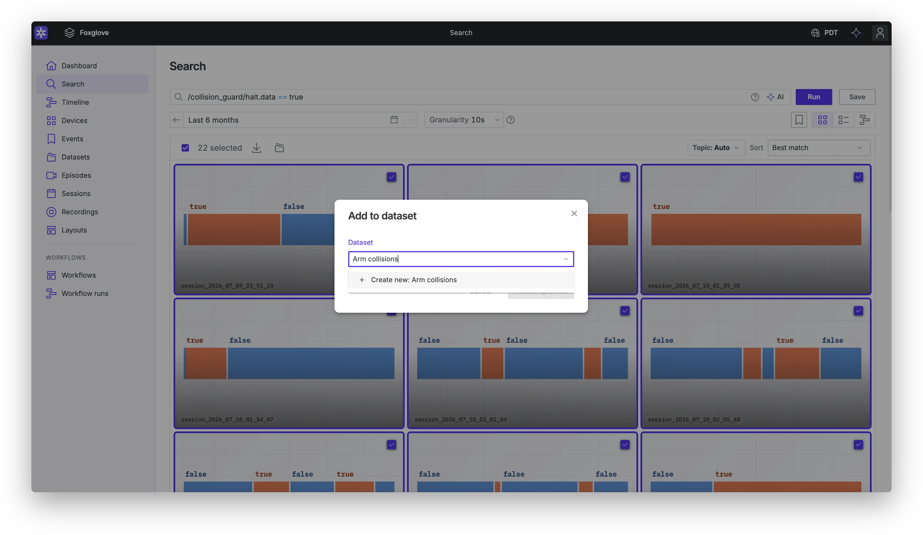 Add to dataset dialog