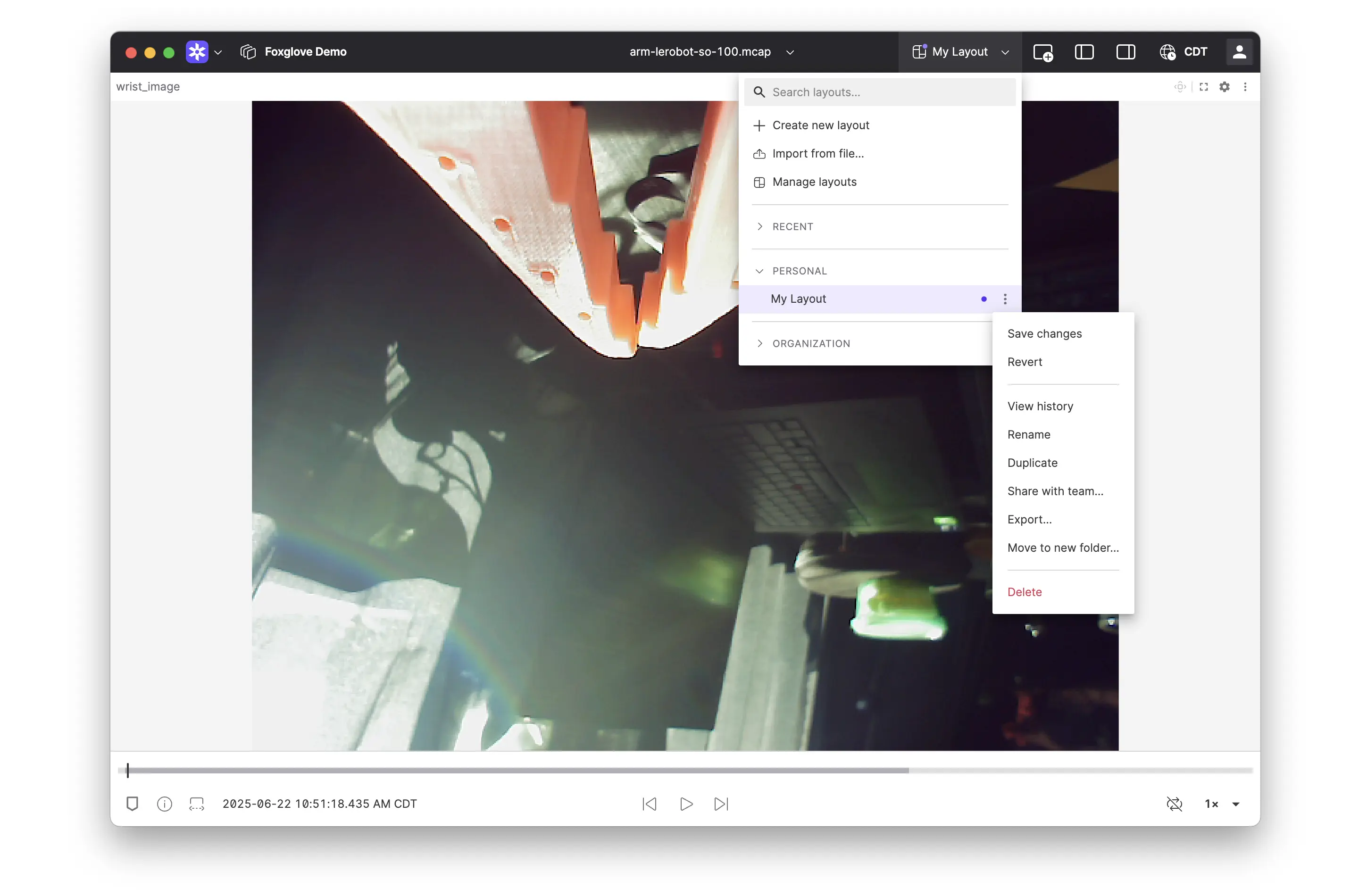Unsaved personal layout